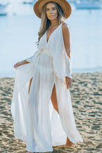 Load image into Gallery viewer, Cold-Shoulder Split Surplice Maxi Dress