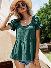 Load image into Gallery viewer, Scoop Neck Flounce Sleeve Blouse