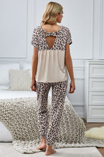 Load image into Gallery viewer, Leopard Splicing Short Sleeve Two Pieces Loungewear