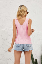 Load image into Gallery viewer, Eyelet V-Neck Sleeveless Knit Top