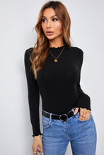 Load image into Gallery viewer, Mock Neck Lettuce Hem Long Sleeve Tee