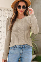 Load image into Gallery viewer, Cable-Knit Long Sleeve Round Neck Sweater