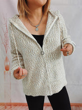 Load image into Gallery viewer, Zip Up Drawstring Long Sleeve Hooded Sweater