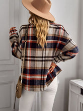 Load image into Gallery viewer, Plaid Button Front Brushed Shacket with Breast Pockets