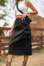 Load image into Gallery viewer, Drawstring Waist Slit Denim Skirt