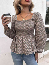 Load image into Gallery viewer, Printed Square Neck Long Sleeve Blouse