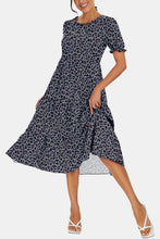 Load image into Gallery viewer, Round Neck Flounce Sleeve Midi Dress