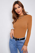 Load image into Gallery viewer, Mock Neck Lettuce Hem Long Sleeve Tee