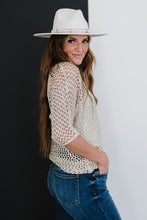 Load image into Gallery viewer, GeeGee Gracefully Golden Full Size Run Openwork Sweater