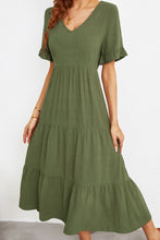 Load image into Gallery viewer, Short Sleeve V-Neck Tiered Dress