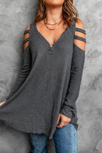 Load image into Gallery viewer, Cutout Waffle Knit Tunic Top