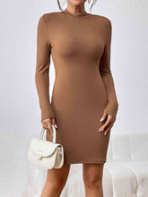Load image into Gallery viewer, Long Sleeve Ribbed Mini Dress