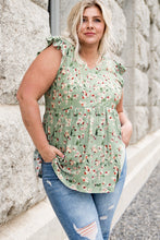 Load image into Gallery viewer, Plus Size Floral Flutter Sleeve Peplum Top