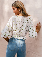 Load image into Gallery viewer, Printed Drawstring Detail Cropped Surplice Top