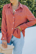 Load image into Gallery viewer, Button Front Curved Hem Textured Shirt