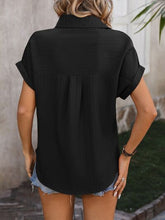 Load image into Gallery viewer, Textured Button Up Cap Sleeve Shirt