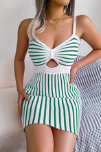 Load image into Gallery viewer, Striped Cutout Spaghetti Strap Knit Dress