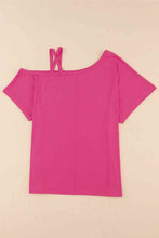 Load image into Gallery viewer, Crisscross Asymmetrical Neck Short Sleeve Top