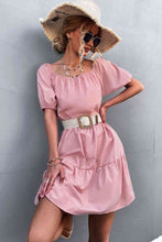 Load image into Gallery viewer, Square Neck Short Sleeve Mini Dress