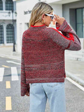Load image into Gallery viewer, Heathered Round Neck Long Sleeve Sweater