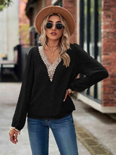 Load image into Gallery viewer, Swiss Dot V-Neck Long Sleeve Blouse