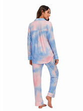 Load image into Gallery viewer, Collared Neck Long Sleeve Loungewear Set with Pockets