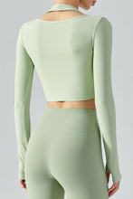 Load image into Gallery viewer, Ribbed Faux Layered Halter Neck Cropped Sports Top