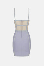 Load image into Gallery viewer, Tricolor Spliced Mesh Plunge Mini Bandage Dress