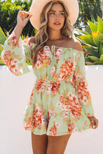 Load image into Gallery viewer, Floral Off-Shoulder Flare Sleeve Romper
