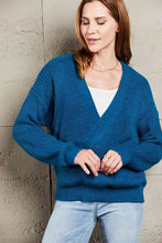 Load image into Gallery viewer, Double Take Surplice Neck Dropped Shoulder Sweater