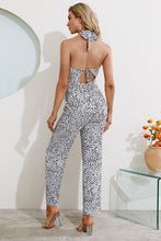 Load image into Gallery viewer, Leopard Print Cutout Halter Neck Jumpsuit