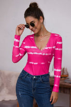 Load image into Gallery viewer, Tie-Dye Plunge Long Sleeve Top