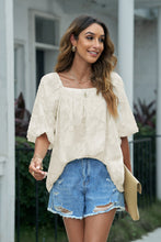 Load image into Gallery viewer, Applique Puff Sleeve Square Neck Blouse