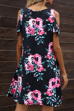 Load image into Gallery viewer, Floral Round Neck Cold-Shoulder Dress