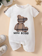Load image into Gallery viewer, Baby MINI BOSS Bear Graphic Short Sleeve Jumpsuit