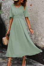 Load image into Gallery viewer, Smocked Quarter Button Short Sleeve Dress