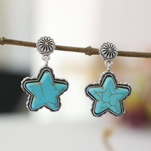 Load image into Gallery viewer, Artificial Turquoise Alloy Star Earrings