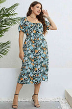 Load image into Gallery viewer, Plus Size Floral Short Sleeve Slit Dress