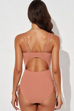 Load image into Gallery viewer, Tied Cutout Plunge One-Piece Swimsuit