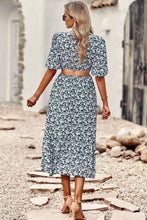 Load image into Gallery viewer, Floral Cutout Puff Sleeve Midi Dress