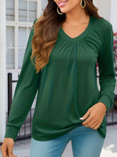 Load image into Gallery viewer, Ruched V-Neck Long Sleeve T-Shirt