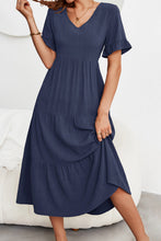 Load image into Gallery viewer, Short Sleeve V-Neck Tiered Dress