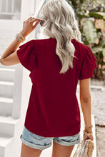 Load image into Gallery viewer, Contrast Ruffle Trim Flutter Sleeve Blouse