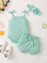 Load image into Gallery viewer, Baby Girl Waffle-Knit Tie-Shoulder Top and Shorts Set