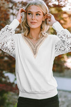 Load image into Gallery viewer, V-Neck Crochet Long Sleeve Blouse