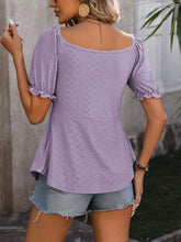 Load image into Gallery viewer, Ruched V-Neck Flounce Sleeve Blouse