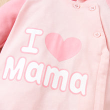 Load image into Gallery viewer, Baby Girl I HEART Raglan Sleeve Hooded Jumpsuit