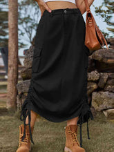 Load image into Gallery viewer, Drawstring Denim Skirt with Pockets
