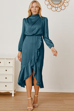 Load image into Gallery viewer, Mock Neck Ruffled Asymmetrical Dress