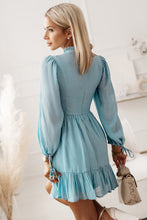 Load image into Gallery viewer, Smocked Tied Balloon Sleeve Mini Dress